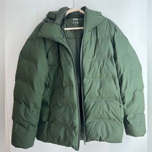 UNIQLO green down jacket, unisex XL (pre-loved)